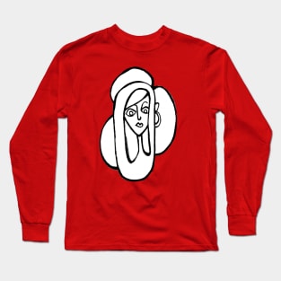 Oh Girl, Line Drawing Long Sleeve T-Shirt